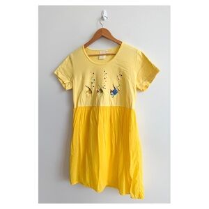 JOHNNY WAS • Vintage Embroidered Fish T-Shirt Dress in Yellow